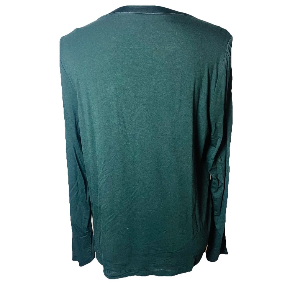 Calvin Klein Sz M Emerald Green V-Neck Long Sleeve Blouse Career - Picture 2 of 9